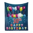 thumbnail image 1 of 30th Birthday Soft Flannel Fleece Throw Blanket, Colorful Flying Balloons and Curly Ribbons on the Starry Background Print, Cozy Plush for Indoor and Outdoor Use, 50" x 70", Multicolor, by Ambesonne, 1 of 6