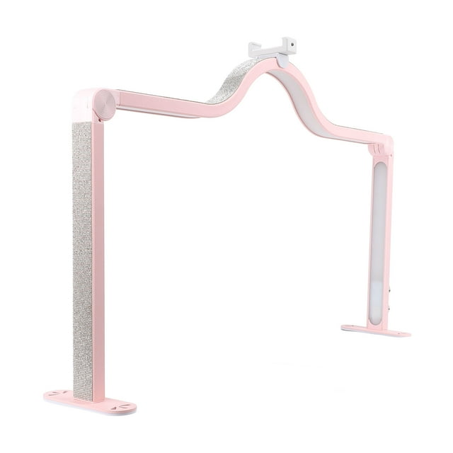 Nail Tech Lamp for Desk, 3000K to 6000K Stepless Dimming Foldable Nail Light with Phone Holder, All Around Lighting LED Manicure Lamp Nail Table Light for Eyelashes, Nail, Makeup