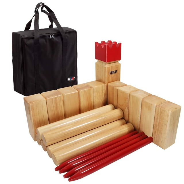 Juego de jardín Kubb de madera dura de roble GSE, impermeable