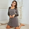 thumbnail image 2 of MesaSe Ladies New Lace Stitching Solid Color Nightgown Plus Size Pajamas, 2 of 5