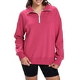 thumbnail image 2 of Quarter Zip Pullover Women 2025 Fall Winter Long Sleeve Collared Basic Sweatshirt with Pockets Pullover Tops, 2 of 6