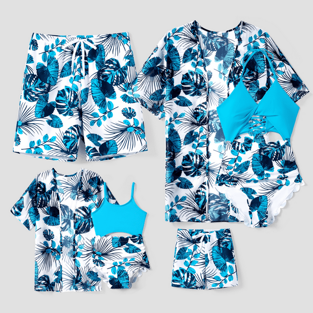 PatPat Family Matching Drawstring Swim Trunks or Cut Out Lace UP Back One-Piece Swimsuit