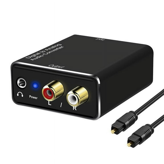 VPFET Analog to Digital Audio Converter, RCA R/L to Optical with Optical Cable, 3.5mm AUX Jack