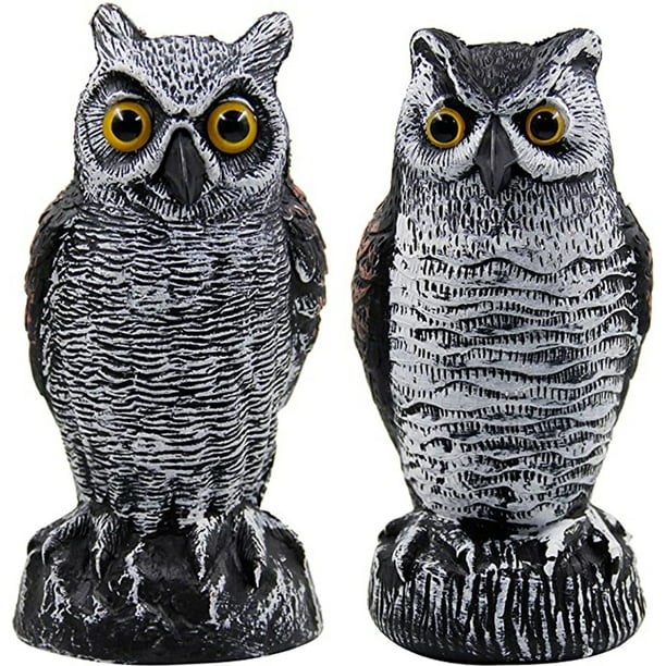 Tuscom 2 Pack Fake Horned Owl Bird Scarecrow Decoy Plastic Owl Bird Deterrents Outdoor - Walmart