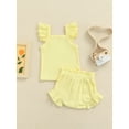 thumbnail image 4 of Coduop 3Pcs Toddler Baby Girls Flying Sleeve Tops+Bloomer Shorts Summer Outfits, 4 of 9