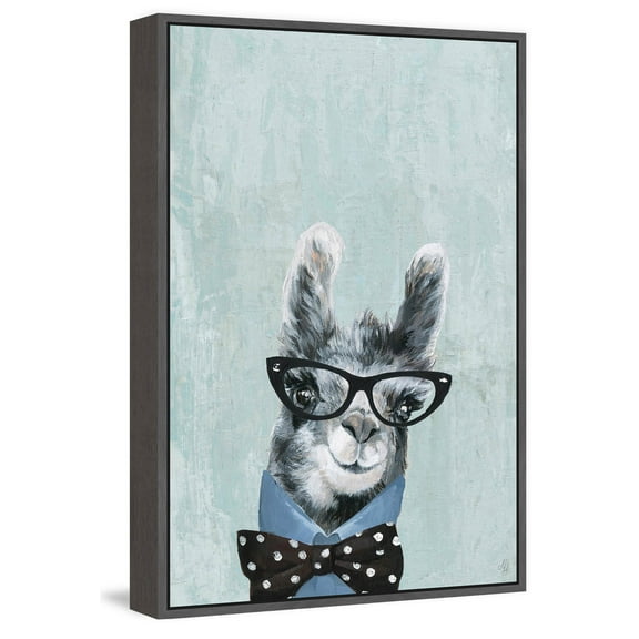 Llama with a Bow II Floater Framed Painting Print on Canvas