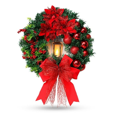 

ELENXS Merry Christmas Garland Decoration Light Branches Plant Pine Cones Wreath Door Pendant Ornament Festival Wedding Decor