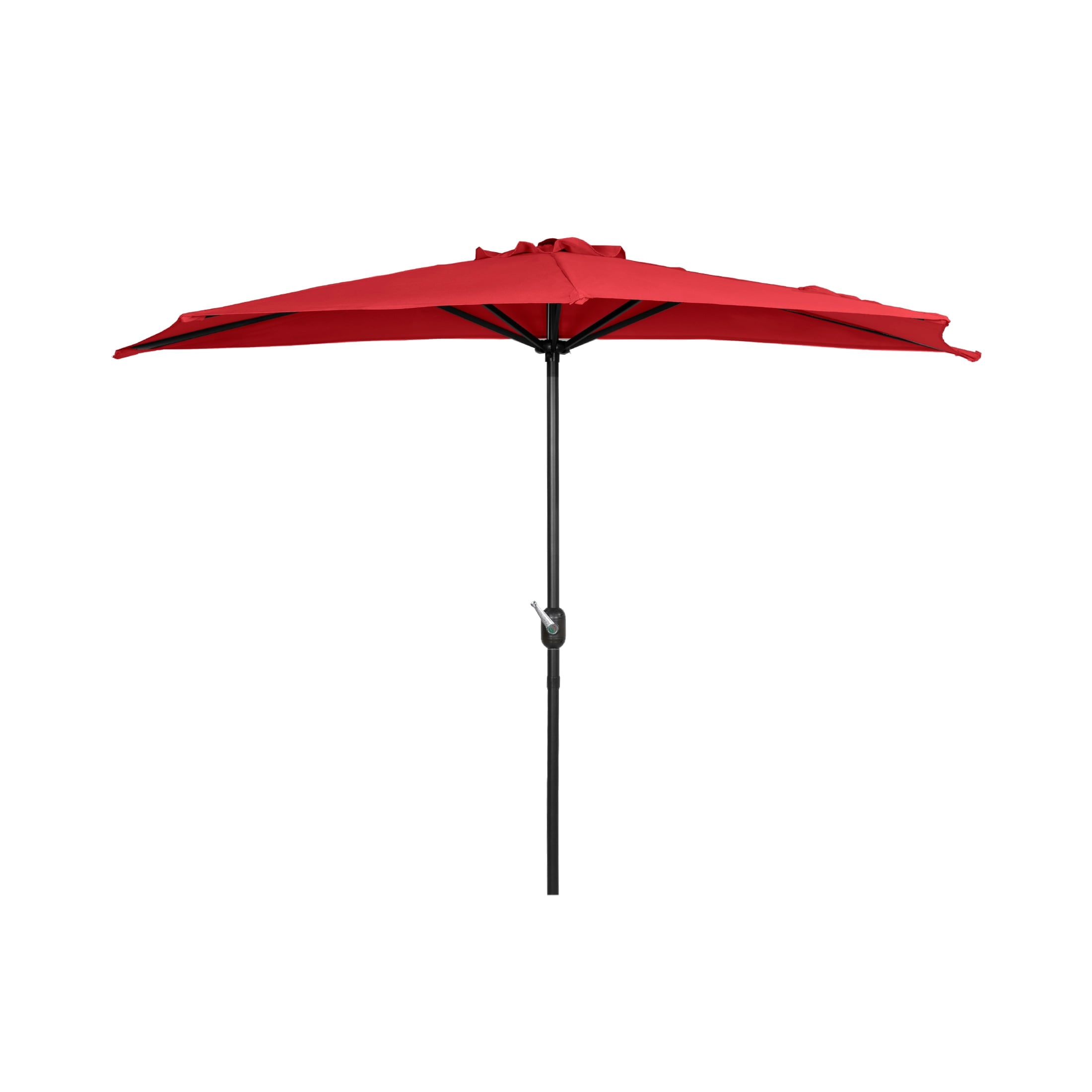 Polytrends 9' Sutton Half Round All-Weather Crank Patio Umbrella Red