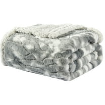 Plazatex Alaska Sherpa Decorative Super Soft Throw Blanket for Sleep/Decor 2 Pack 50" x 60" Grey