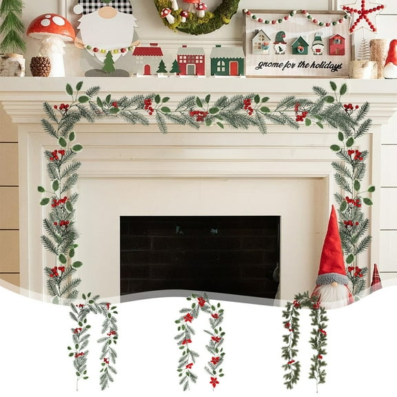 PALIFEUR Christmas Garland - Soft Xmas Garland for Christmas Decorations, 69" Realistic Christmas Garland Outdoor & Indoor for Mantle Table Wall Fireplace Holiday Party Decor
