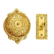 Shristy Hardware "Elshaddai" Brass Manual Old Fashioned Door Bell – Vintage Twist Bell with Key Plate – Mechanical Doorbell for Home – (Pack of 1 Polished Lacquered Finish)