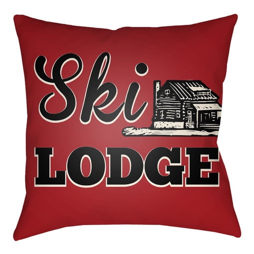 Artistic Weavers Lodge Cabin Ski Lodge Indoor/Outdoor Throw Pillow