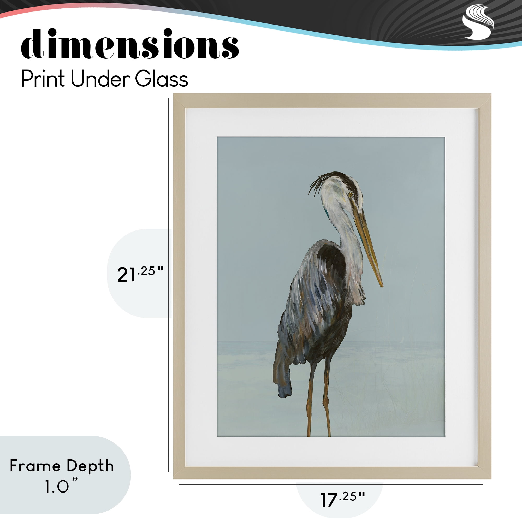 Stupell Industries Coastal Pelican Muted Blue Birch Framed Print Under Glass, design by Julie DeRice