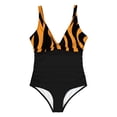 thumbnail image 4 of Maqroz One Piece Swimsuit Deep V Neck Spaghetti Strap Swimwear Classic Fashion Prints Bathing Suit Trendy Summer Beach Vacation Swimwear for Tanning, 4 of 6