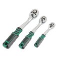 thumbnail image 2 of Llave de tubo con mango de trinquete de 72 dientes, 3 piezas, de acero inoxidable, de liberación rápida, para reparación de automóviles, 2 of 15