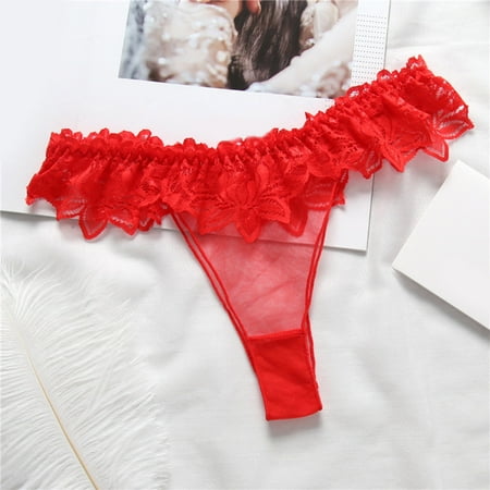 

Briefs For Women Knickers Ladies Panties Lace Panties Sheer Mesh Panties Low Waist Sheer Panties Red One Size 3pcs