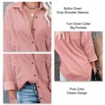 thumbnail image 4 of Chaqueta de pana rosa de manga larga XL con botones, hombros caídos, bolsillos y para mujer, 4 of 5