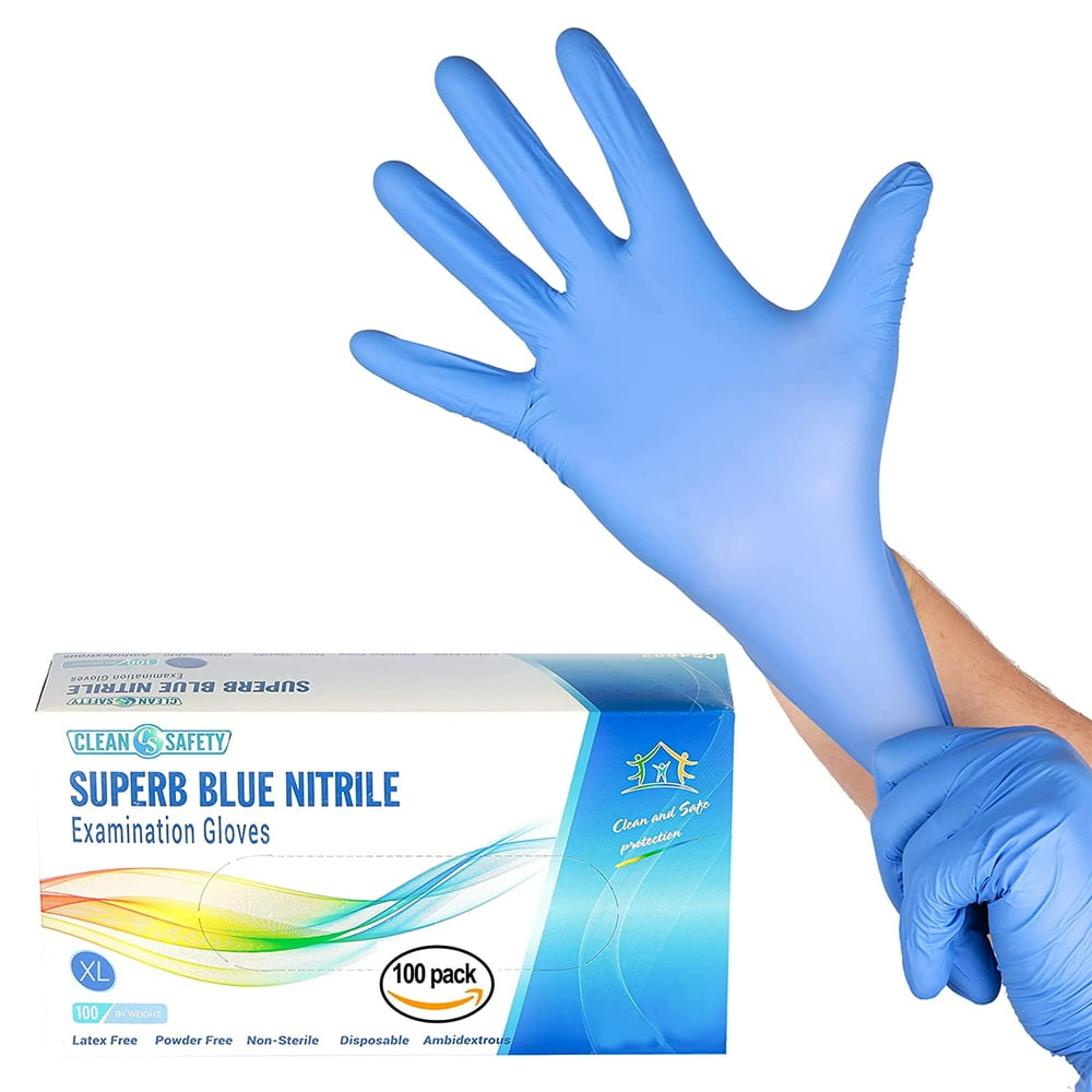 Superb Blue Nitrile Powder Free Examination Gloves, Single Use, X-Large ...