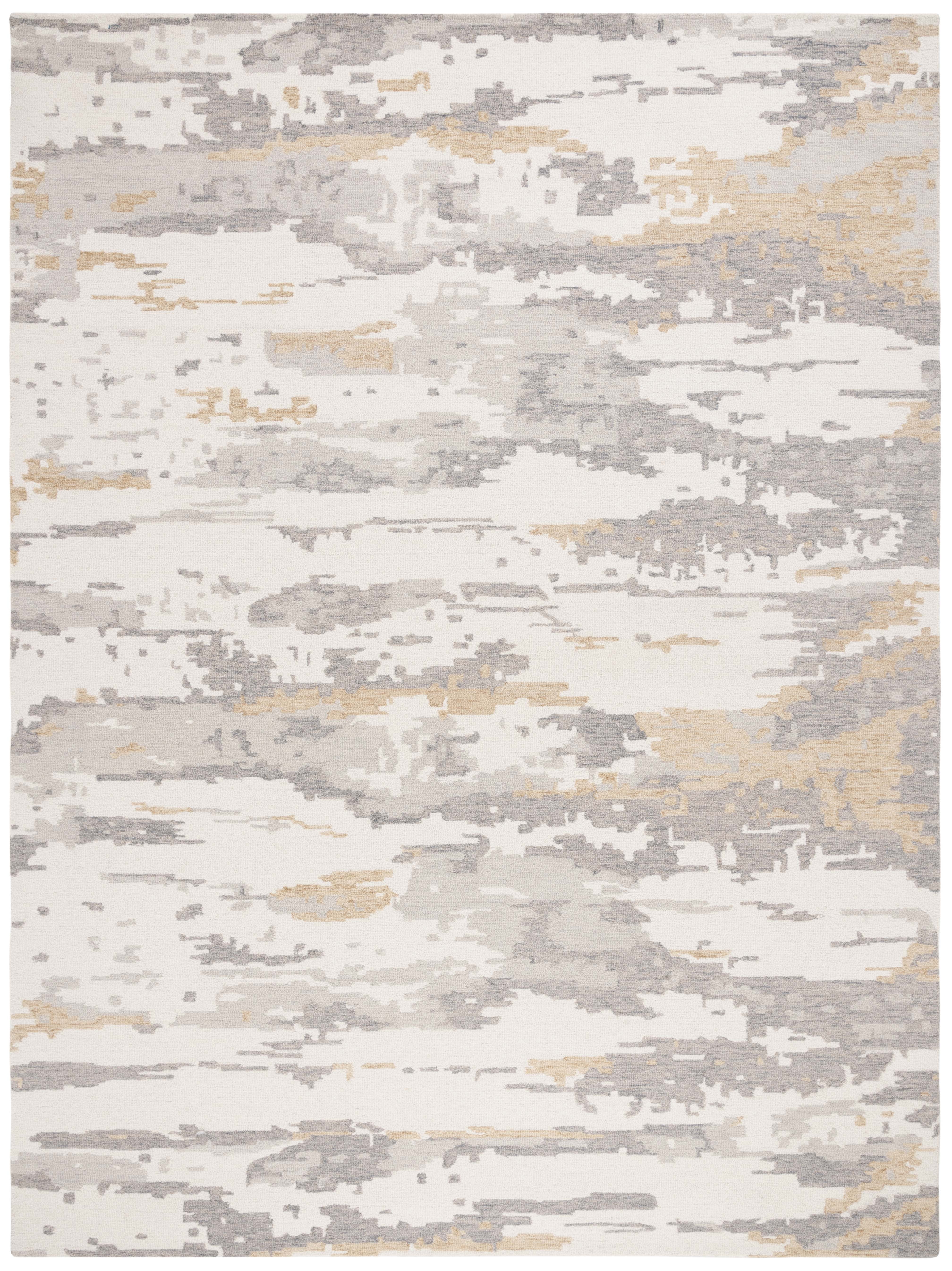 SAFAVIEH Abstract Seachlann Abstract Wool Area Rug, Ivory/Gray, 8' x 10'
