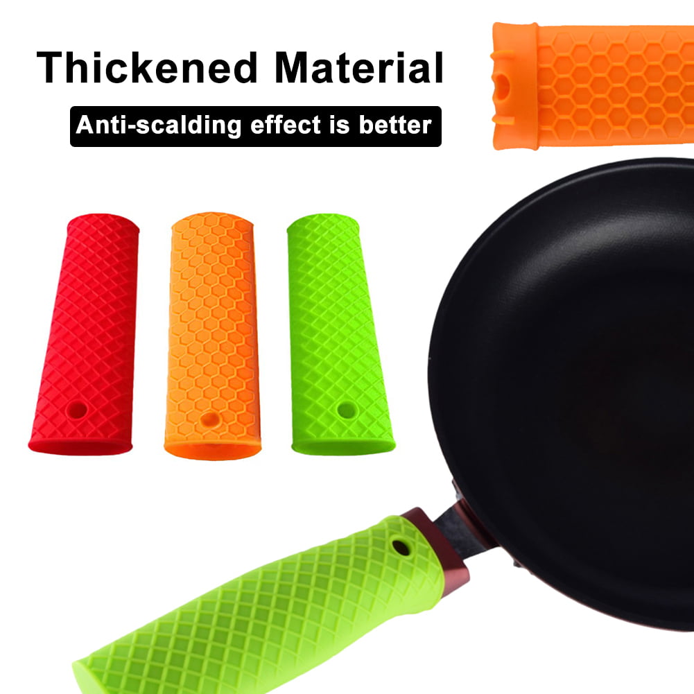 2x Silicone Pot  Pan Handle Holder Sleeve Cover Grip Hot Sleeve Kitchen Utensil