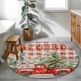 thumbnail image 3 of Round Rugs 3Ft, Red Christmas Round Area Rug Washable Indoor Throw Carpet, Red Truck Xmas Tree Snowflake Small Non Slip Circle Rug for Bedroom Living Room Home Decor Aesthetic, 3 of 8