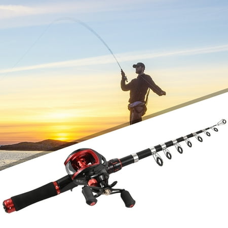 Brynna Fishing Rods KitFishing Rod and Reel Combo Telescopic Fishing Rod with Right Hand Baitcasting Reel Lightweight Glass Fiber Rod Portable Smooth Casting Novice Fishing Kit for All Levels
