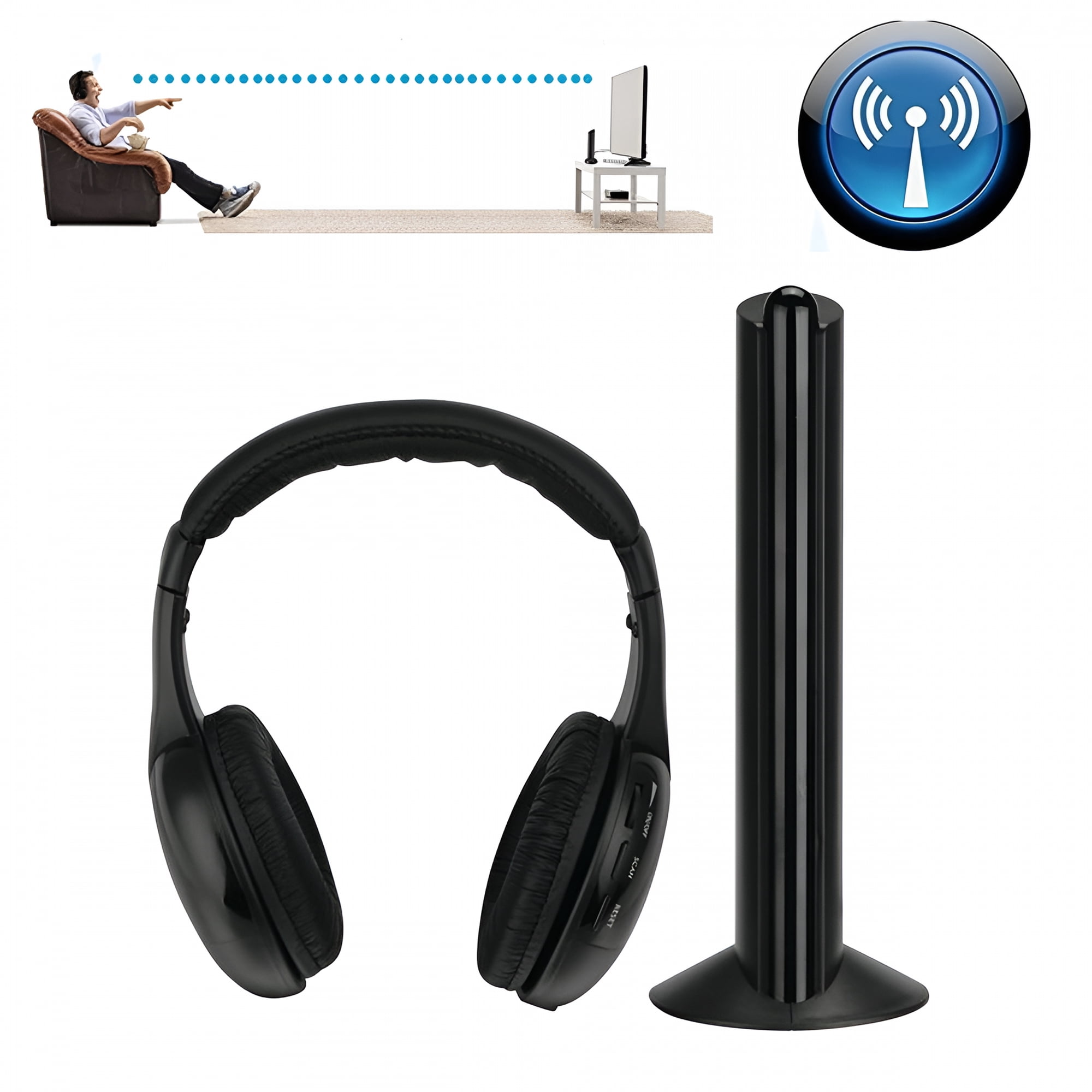 GJX 2026 New Wireless Tv Headphones Comfortable Wireless Over-Ear Headphones for Tv Watching with Transmitter