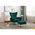thumbnail image 2 of Tufted Cushions Accent Chair With Ottoman In Green, 2 of 8