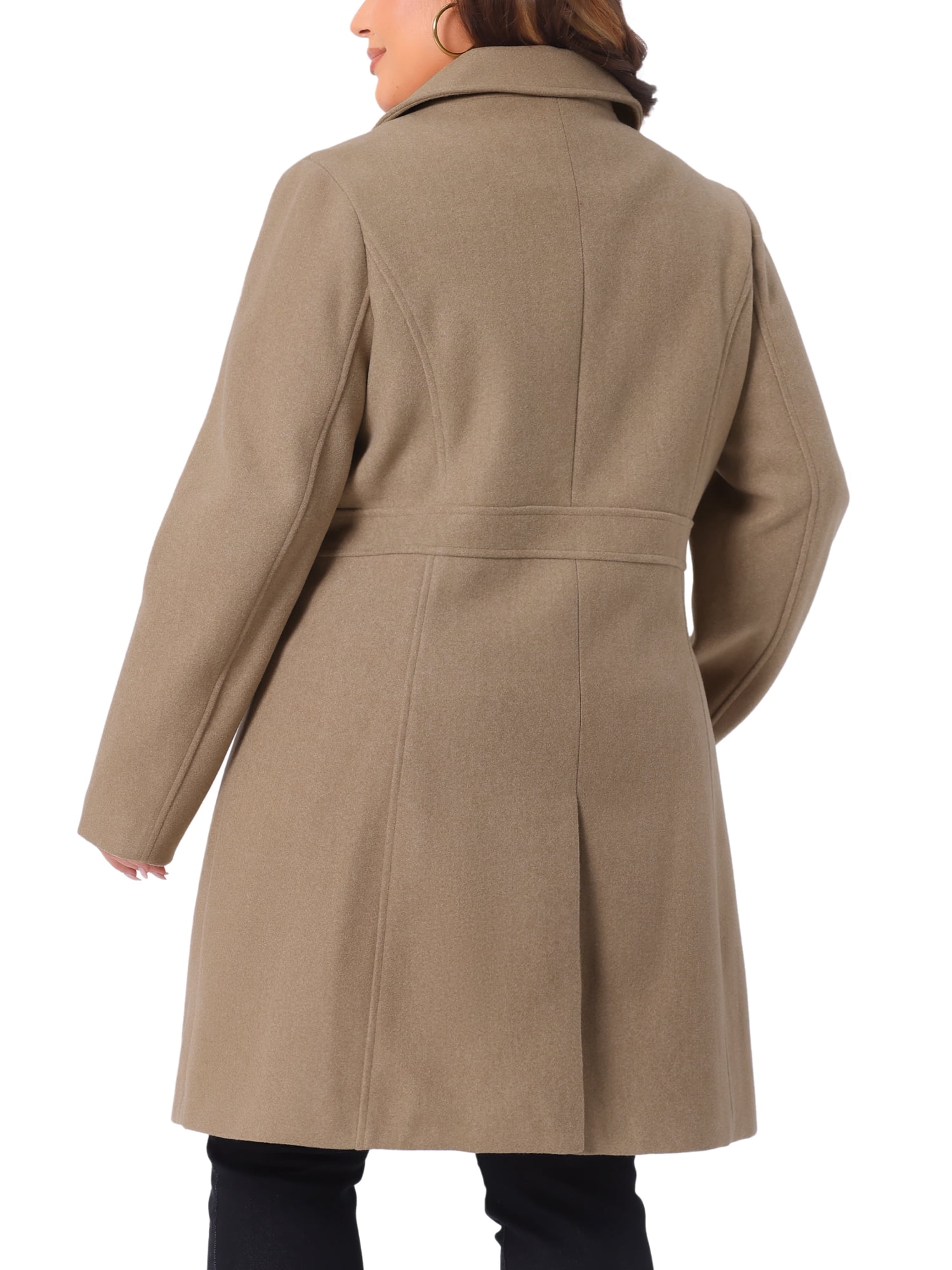DARING DIVA Women's Plus Size Peter Pan Collar Single Breasted Coat 3X Light Brown