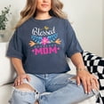 thumbnail image 2 of Colorful Heart and Flowers MOM Design, Denim Comfort Colors T-Shirt, Small, 2 of 3