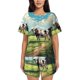 thumbnail image 1 of Fotbe Prairie Pasture Cow Conjunto de Pijama Estampado para Mujer, 2 Piezas, Ropa de Dormir con Camiseta de Manga Corta y Shorts Suaves-Small, 1 of 6
