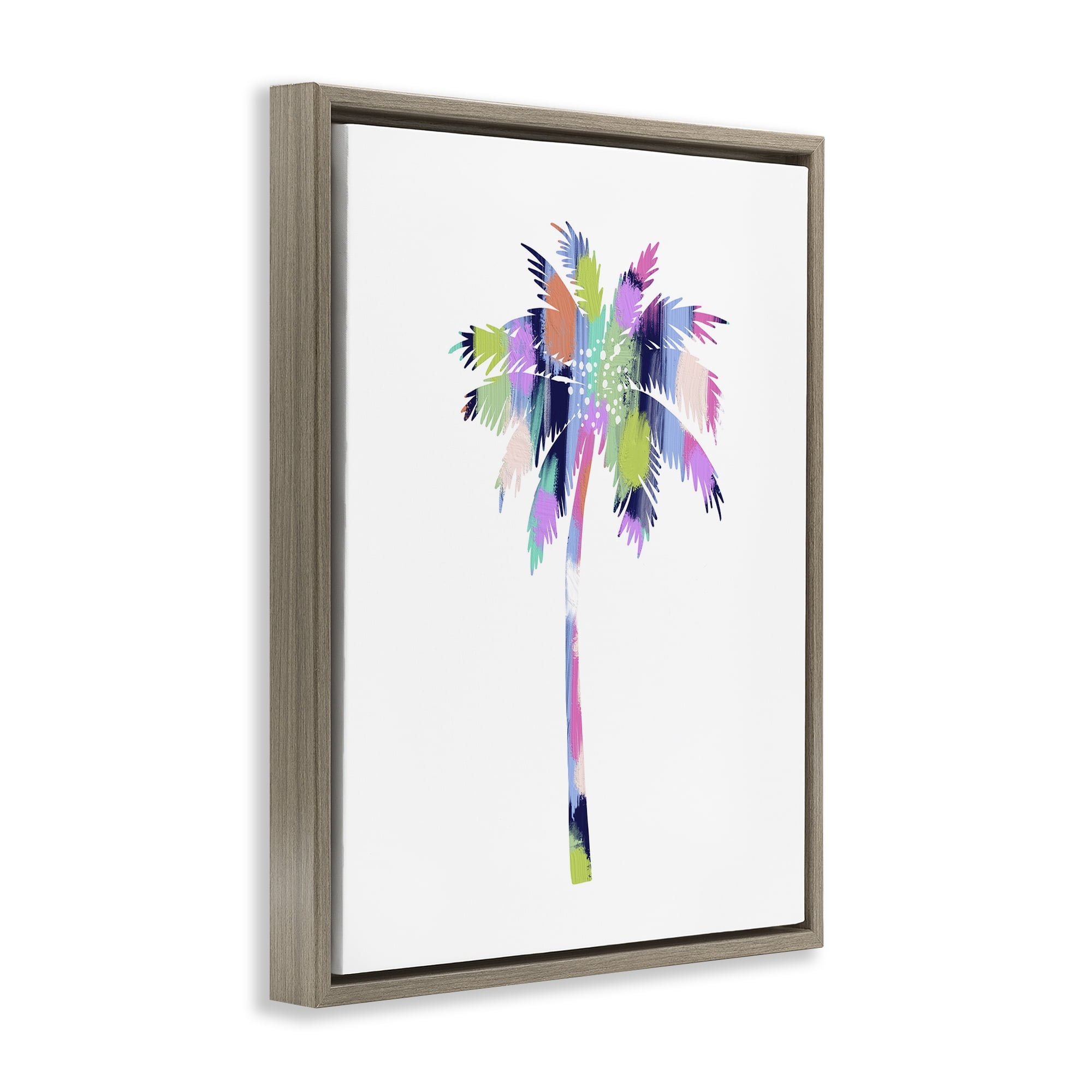 Stupell Industries Patterned Palm Tree Botanical & Floral Painting Brown Floater Framed Canvas Art Print Wall Art, 25 x 31