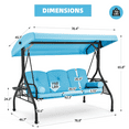 thumbnail image 6 of Homrest Metal Porch Swing with Adjustable Canopy and Pillow, Blue, 6 of 7