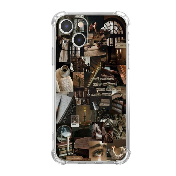 Dark Collage Case for iPhone 14,Aesthetic Art Design Pattern Soft Full TPU Bumper Cover