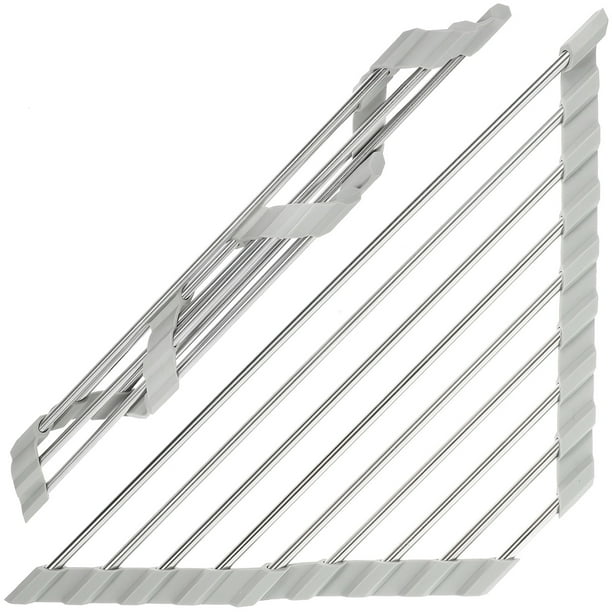 Escurridor de fregadero de acero inoxidable, plegable, triangular, para almacenamiento de utensilios de cocina
