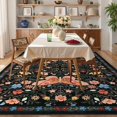thumbnail image 3 of ZACOO 4'x6' Area Rug, Floral & Decorative Animal Printed Machine Washable Ultra Thin Non Slip Carpet for Dorm Home Office Playroom, Black, 3 of 8