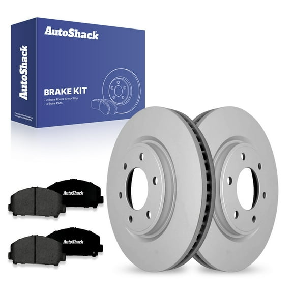AutoShack Front Vented Coated Brake Rotors   Premium Ceramic Pads 6-PC Brake Kit Replacement for 2007-2010 Nissan TITAN 2007-2011 Nissan Armada 2007-2010 INFINITI QX56 ArmorStop 13.78" (350 mm)