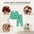thumbnail image 6 of KLL Lemon Blue Print Women's Long Sleeve Pajamas with Pants Sleepwear Loungewear 2 Set-Large, 6 of 7