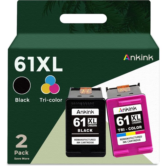 Cartucho de tinta de repuesto Ankink para HP 61XL (color negro, paquete de 2) para HP 61 XL Combo para HP61 HP61XL