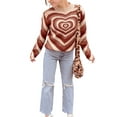 thumbnail image 2 of Gureui Women's Winter Autumn Sweater, Love Heart Print Pattern Loose Long Sleeve Round Neck Knitted Pullover Tops, 2 of 8