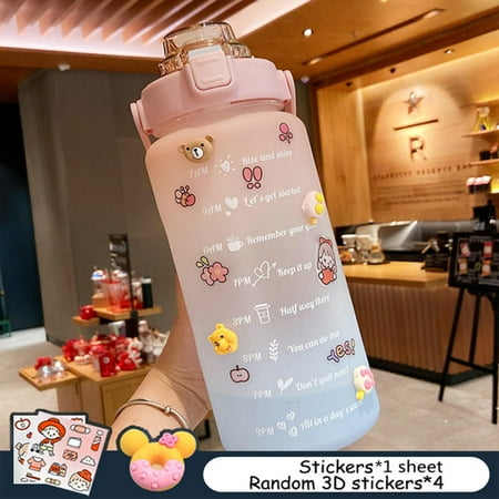 

MINM 2L Large-capacity Water Bottle With Bounce Lid Timeline Reminder Leak-proof Frosted Cup For Outdoor Sports And Fitness