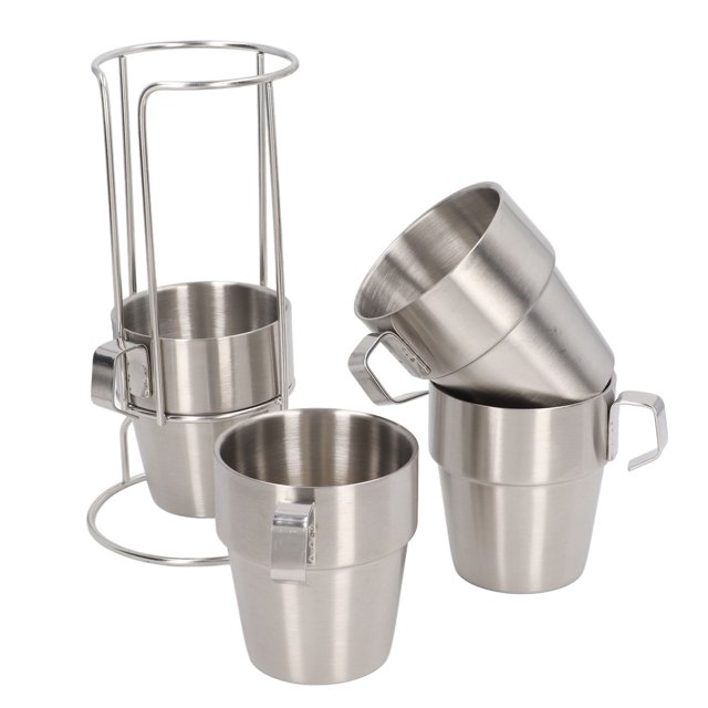Tazas para acampar al aire libre, taza de acero inoxidable para acampar, tazas portátiles para acampar, taza de acero inoxidable para acampar, rendimiento potente