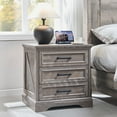 thumbnail image 3 of ACCOHOHO Rustic 3 Drawers Nightstand with Charging Station, 24" Wide Wood Farmhouse Night Stand with Drawers for Bedroom, Living Room, Grey, 3 of 8