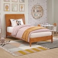 thumbnail image 1 of Valencia Twin Solid Wood Low Profile Sleigh Platform Bed in Light Toffee, 1 of 13