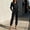 Black, variant on Women’s Washed Collared Denim Jumpsuit, Chest Patch Pocket Drawstring High Waist Tapered Leg Sleeveless Casual One Piece Outfit Black S