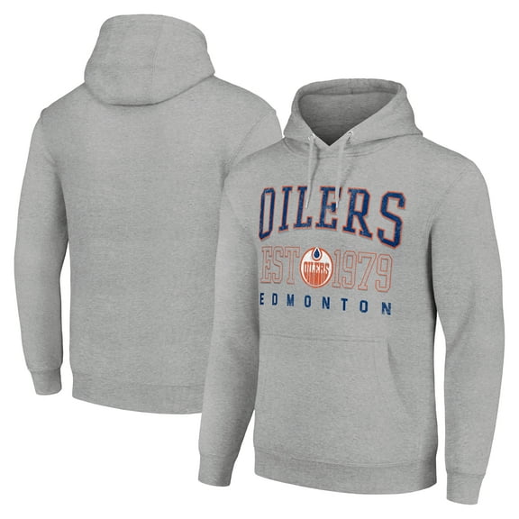 Men's Starter Heather Gray Edmonton Oilers Retro Graphic Pullover Hoodie