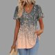 thumbnail image 2 of Tops de Ajuste Suelto para las Mujeres Imprimir Plisado Patchwork Cuello en V Manga Corta, Blusa de Moda para el Hogar Y Diario, 2 of 5