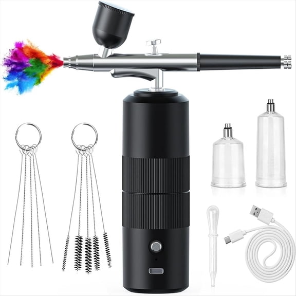 Airbrush Kit with Compressor High Pressure AirBrush Set with 0.3mm Nozzle Airbrush for Nails, Makeup,Black