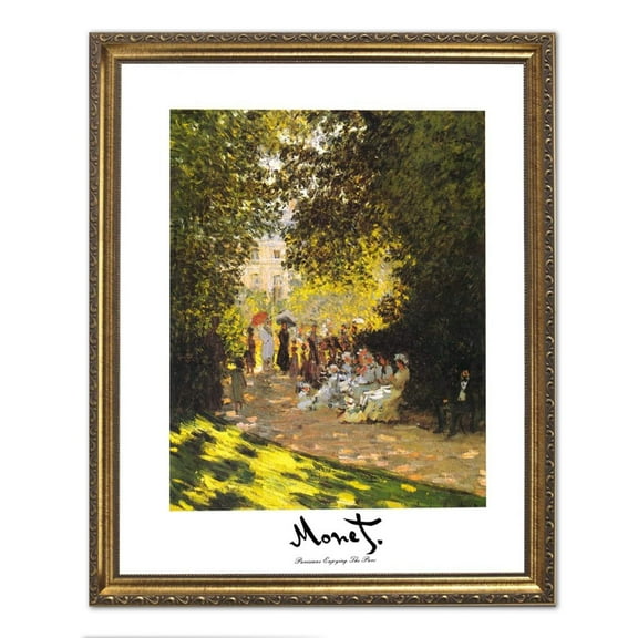Claude Monet Paris People Park Flower Landscape Wall Picture Gold Framed Art Print