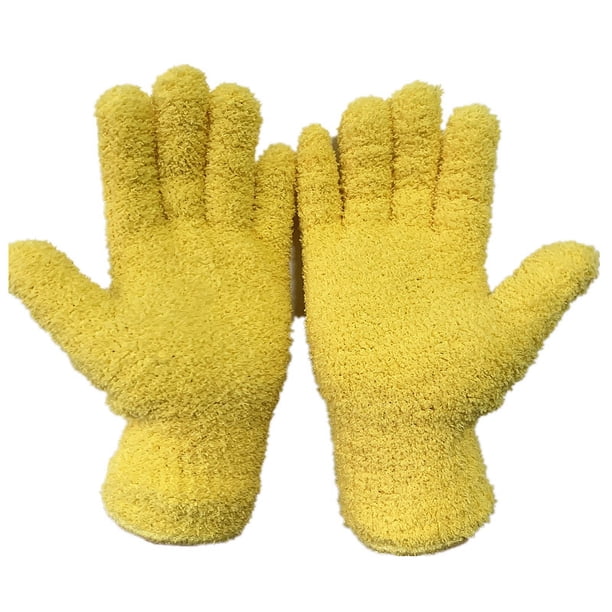 Guantes de punto absorbentes de polvo para el hogar, cálidos, de medio lado, de vellón coral, para hombres y mujeres